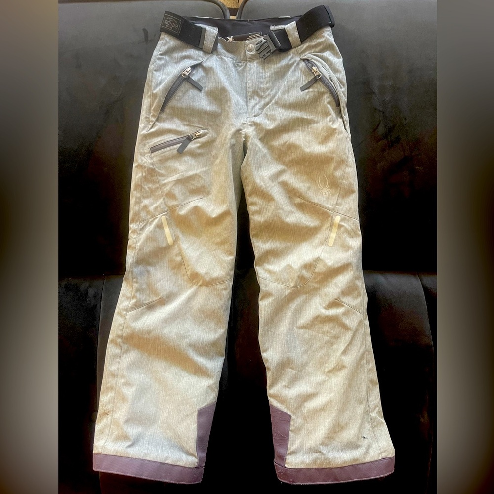 🕷️ Spyder Kids Ski Pants Youth Size 12 Gray Insulated Snowboard Winter Pants